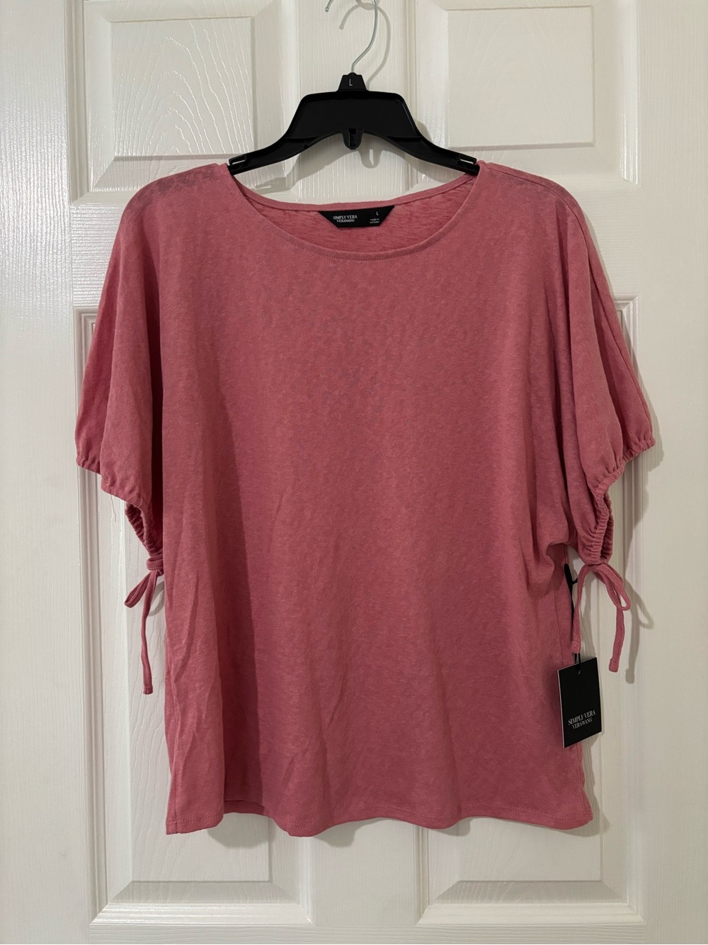 Simply Vera Vera Wang Rose Pink Short-Sleeve Drawstring Tee